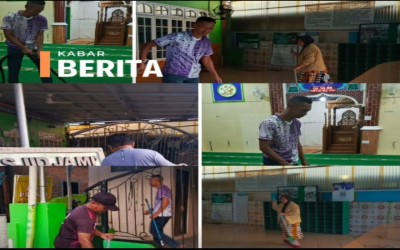 Sinergikan Energi Positif Menjelang Ramadan, Kepala MTs Negeri Tarakan Ikuti Gerakan Bersih-Bersih Masjid